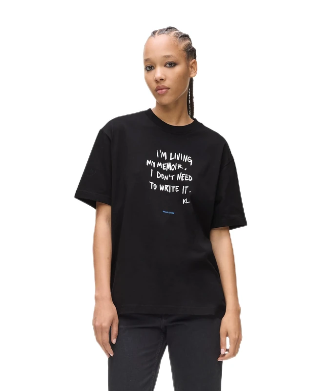 KARL LAGERFELD JEANS, Women's, Relaxed Short Sleeve Karlism Tee, Relaxed Fit, Black, XS