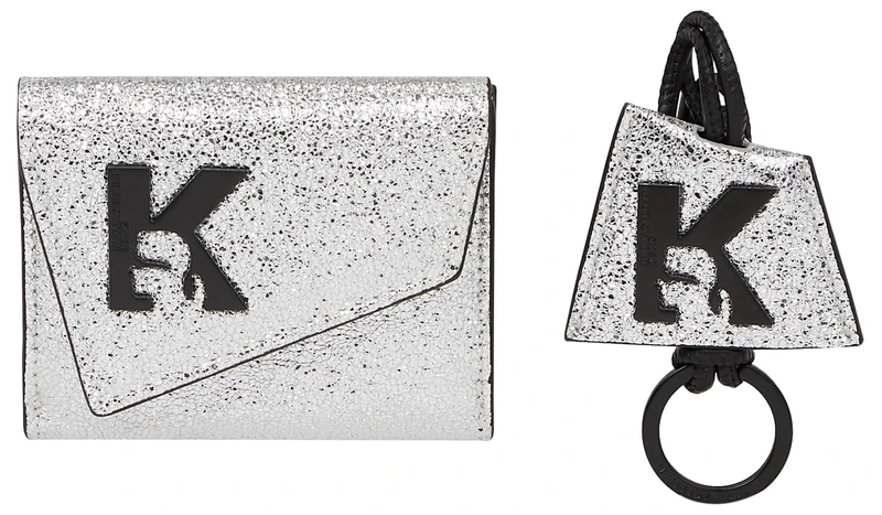 KARL LAGERFELD JEANS, Women's, Geo Bifold Key Chain Shiny Gift Pack, Silver, One Size