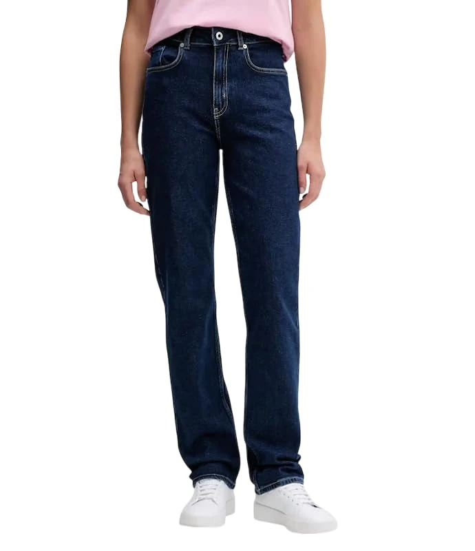 KARL LAGERFELD JEANS, Women's, High Rise Straight Denim, Straight Leg, Blue, 3032