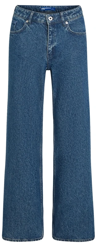 KARL LAGERFELD JEANS, Women's, Mid Rise Relaxed Denim with Slit, Relaxed Leg, Blue, 3232