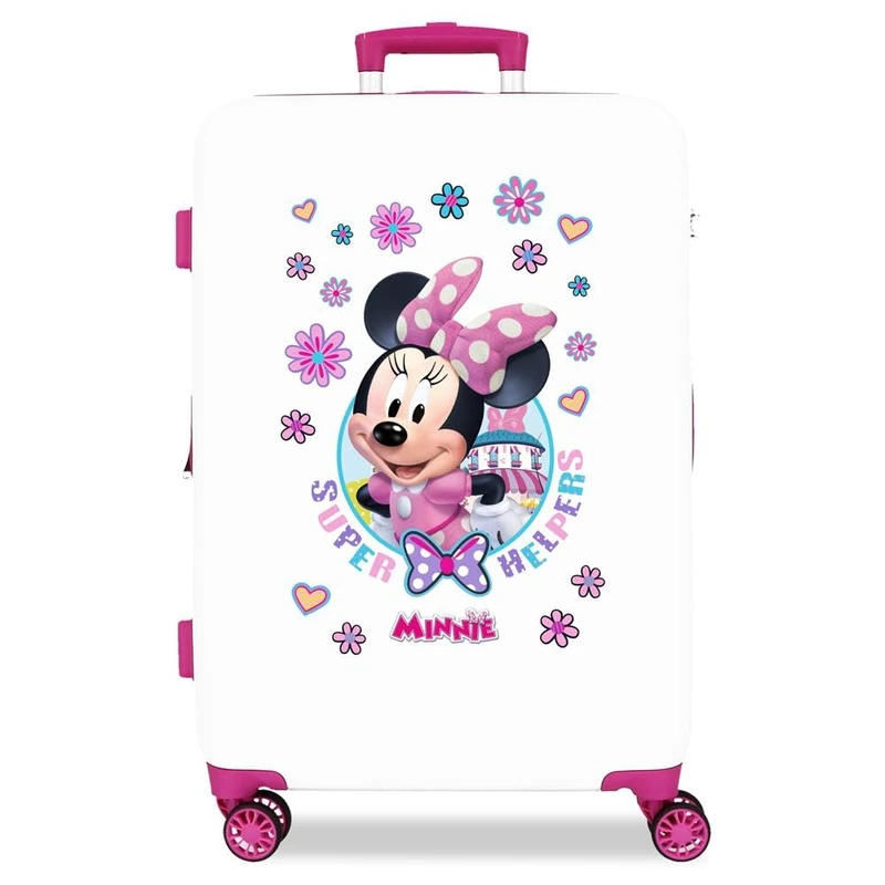 Disney Joumma Minnie Super Helpers Medium Suitcase White 46x65x23cm Rigid 3kg Combination Lock Side ABS 3kg 56LExtensible, White, One Size, Medium Suitcase