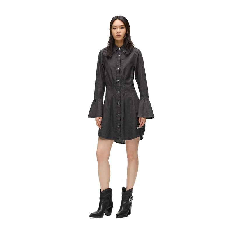 KARL LAGERFELD JEANS, Women's, Wide Sleeve Denim Dress, Regular Fit, Black, L
