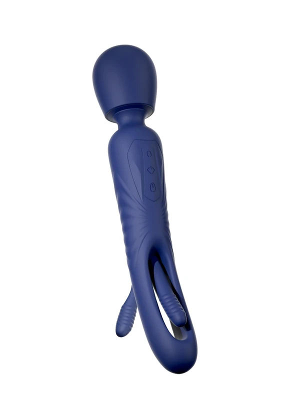 Sweet Smile 2In1 Wand with Flicking Tongue Blue 24.3 cm