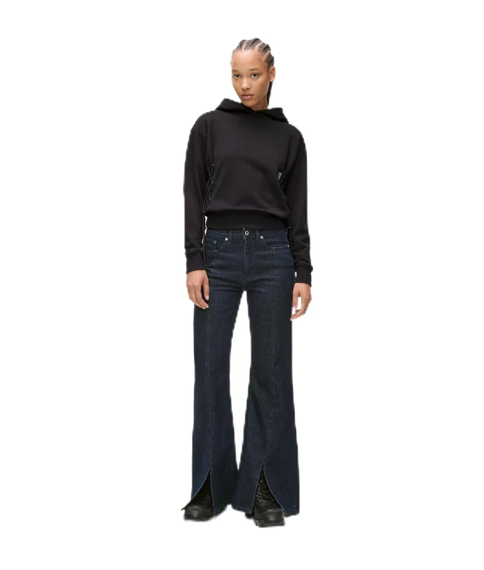 KARL LAGERFELD JEANS, Women's, High Rise Flared Denim with Slit, Flare Leg, Blue, 2932
