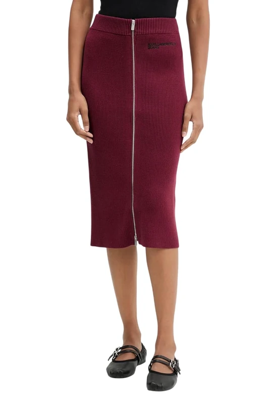 KARL LAGERFELD JEANS, Women's, Knitted Midi Skirt, Bodycon Fit, Purple, L