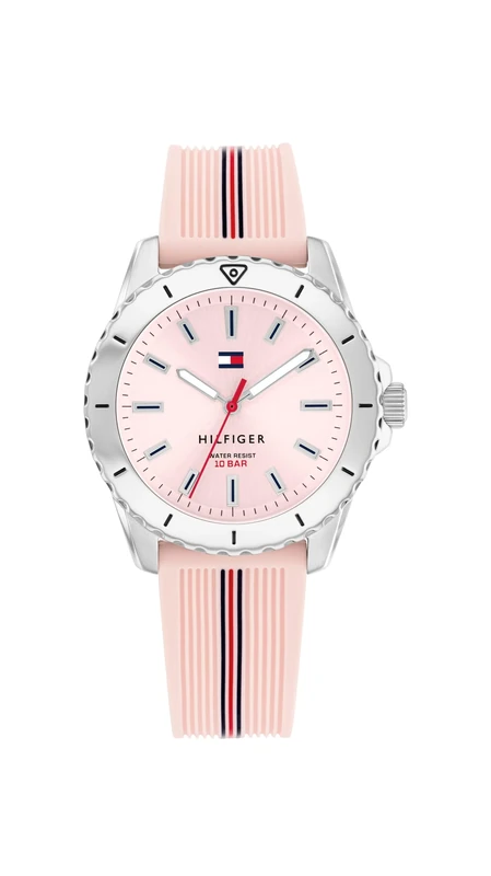 Tommy Hilfiger Three Hand Quartz Movement Watch for Youth with Light Pink Silicone Bracelet - 1720052