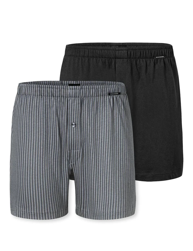 Schiesser Men's 2 Pack Boxershorts Baumwolle Jersey Weich Multipack-Jerseyboxer Boxer Shorts, Assorted 3_182427, 10