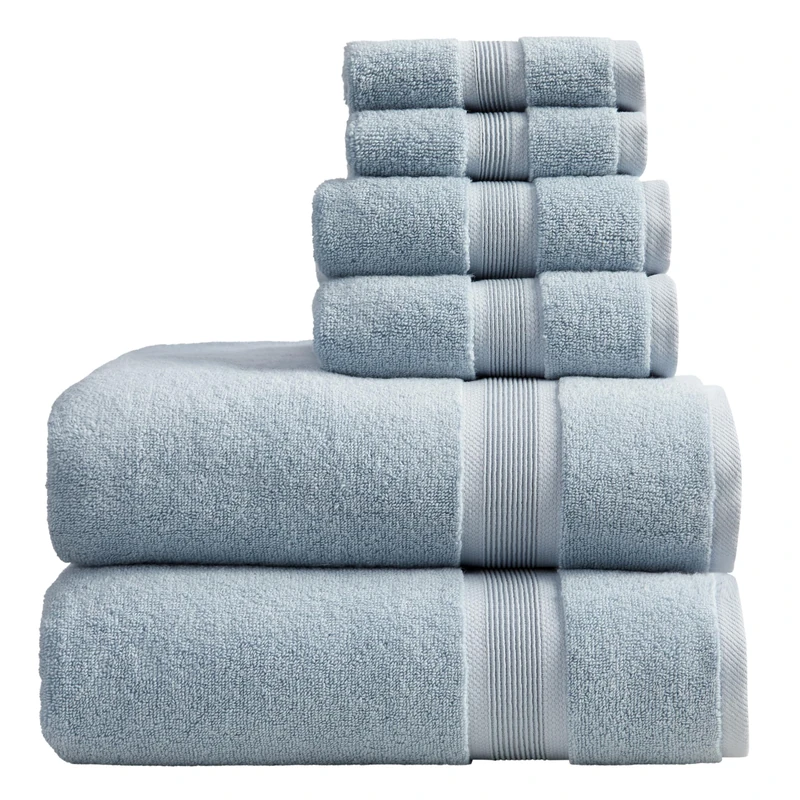 Springtree Home Luxury Bamboo Rayon Bath Towel Set | 6-Piece Set | Blue Fog