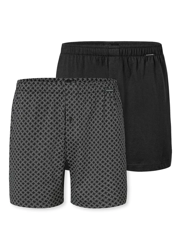 Schiesser Men's 2 Pack Boxershorts Baumwolle Jersey Weich Multipack-Jerseyboxer Boxer Shorts, Assorted 5_182427, 10