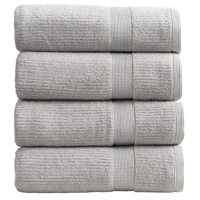 Springtree Home 100% Cotton Bath Towel Set | 4-Pack | Textured | Grey