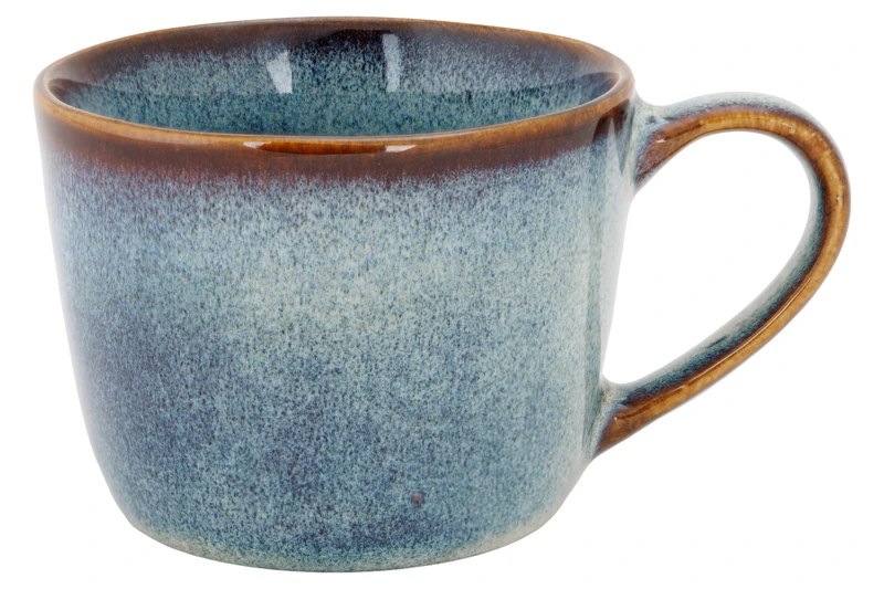 Cosy & Trendy Set of 12 Jade Stoneware Cups, Indigo, 25 cl