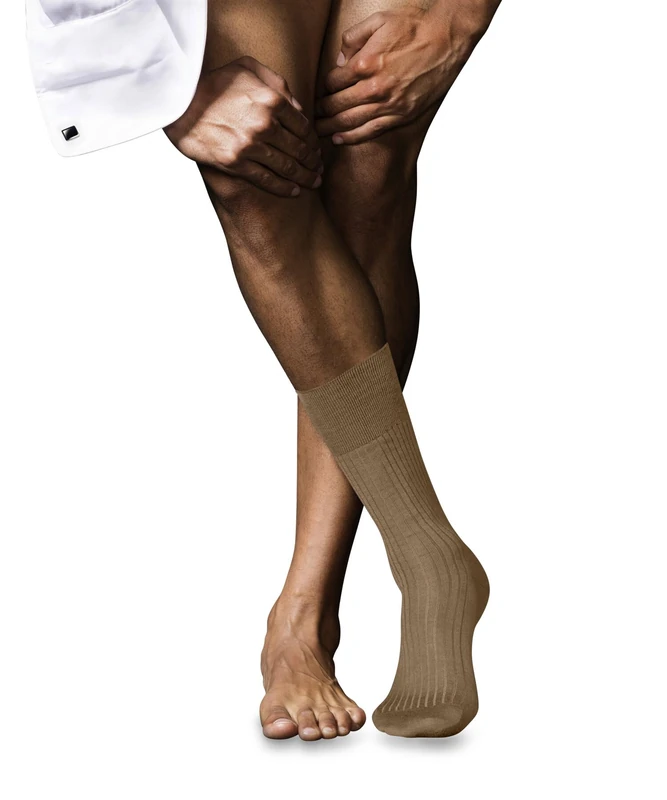 FALKE Men's No. 7 M So Wool Plain 1 Pair Socks, Brown Camel 5264, 8.5-9.5