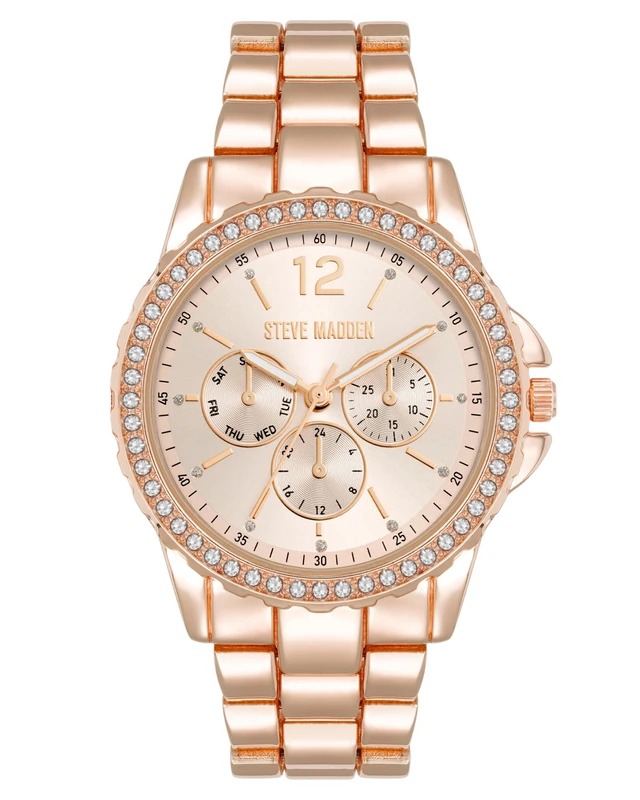 Steve Madden Women's Genuine Crystal Accented Bracelet Watch