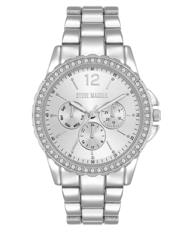 Steve Madden Women's Genuine Crystal Accented Bracelet Watch