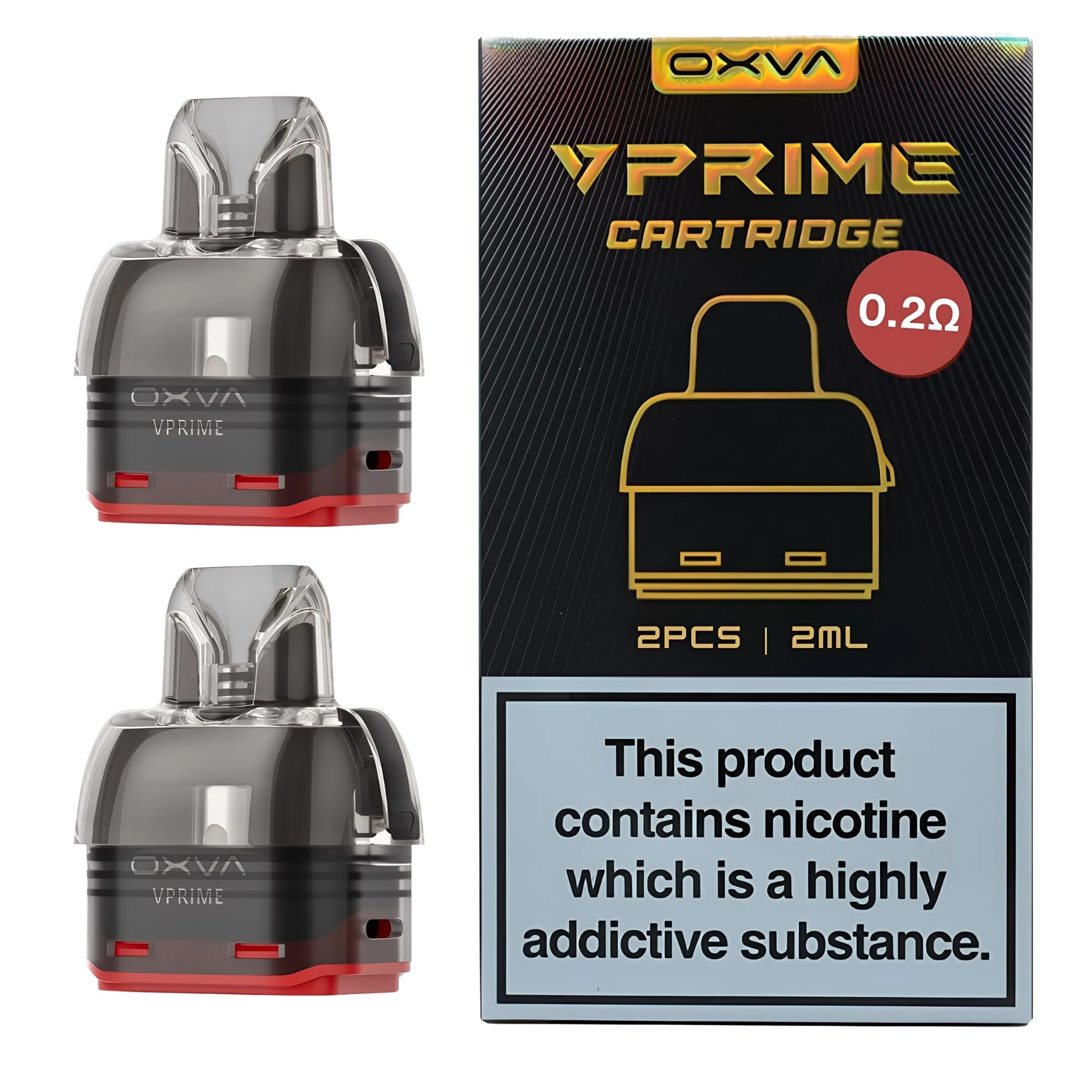 OXVA VPrime Replacement Pod [0.2 ohm - Large | 45w - 60w] - 2 Pack - COMPATIBLE WITH: OXVA VPrime Pod Kit - Top Fill, DTL Vaping, Leak-Proof Design, Unitech 2.0 Mesh Coil - Nicotine Free