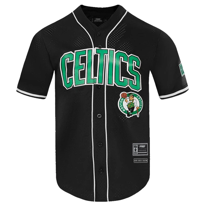 Pro Standard Mens NBA Boston Celtics Mesh Button Down Mesh Top Black S