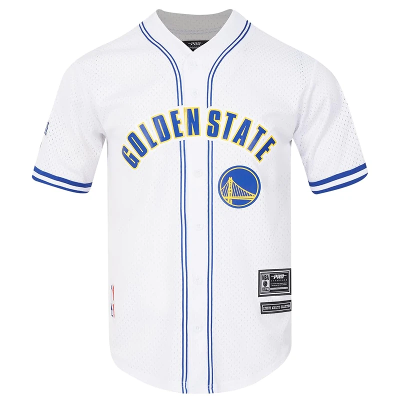 Pro Standard Mens NBA Golden State Warriors Mesh Button Down Mesh Top White/Royal Blue M