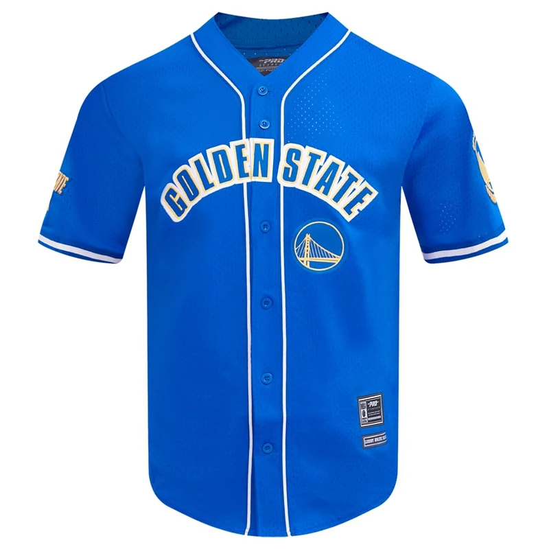 Pro Standard Mens NBA Golden State Warriors Mesh Button Down Mesh Top Royal Blue M