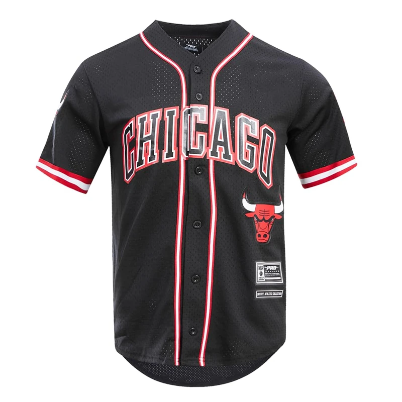 Pro Standard Mens NBA Chicago Bulls Mesh Button Down Mesh Top Black L - Image 1