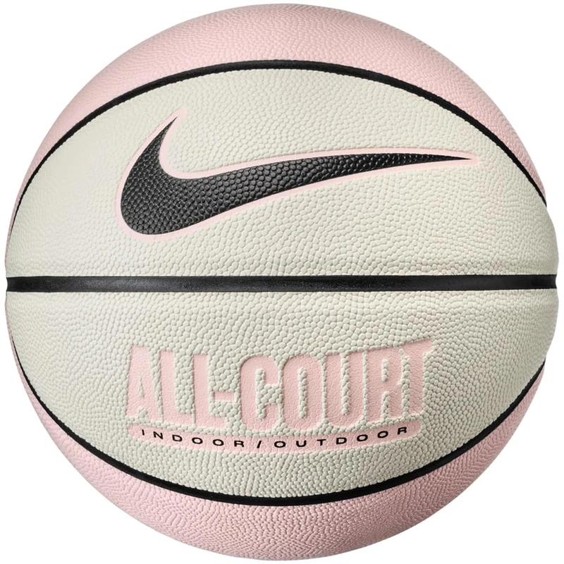 Nike Everyday All Court Basketball 8P – Indoor Outdoor Basketball Ball – Robust Training Basketball – Delivered Deflated, Coconut Milk/Black/Washed Coral/Black, 7