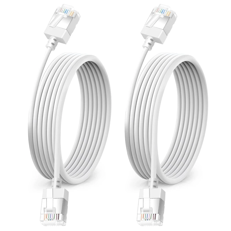 Dutevolns 2Pack Ultra Thin Cat 6A Ethernet Cable 10M, Flexible & Slim Rj45 Cat6a LAN Cord, 10Gbps 550MHz Cat6 Network Cable for Pc, Router, Windows (White)