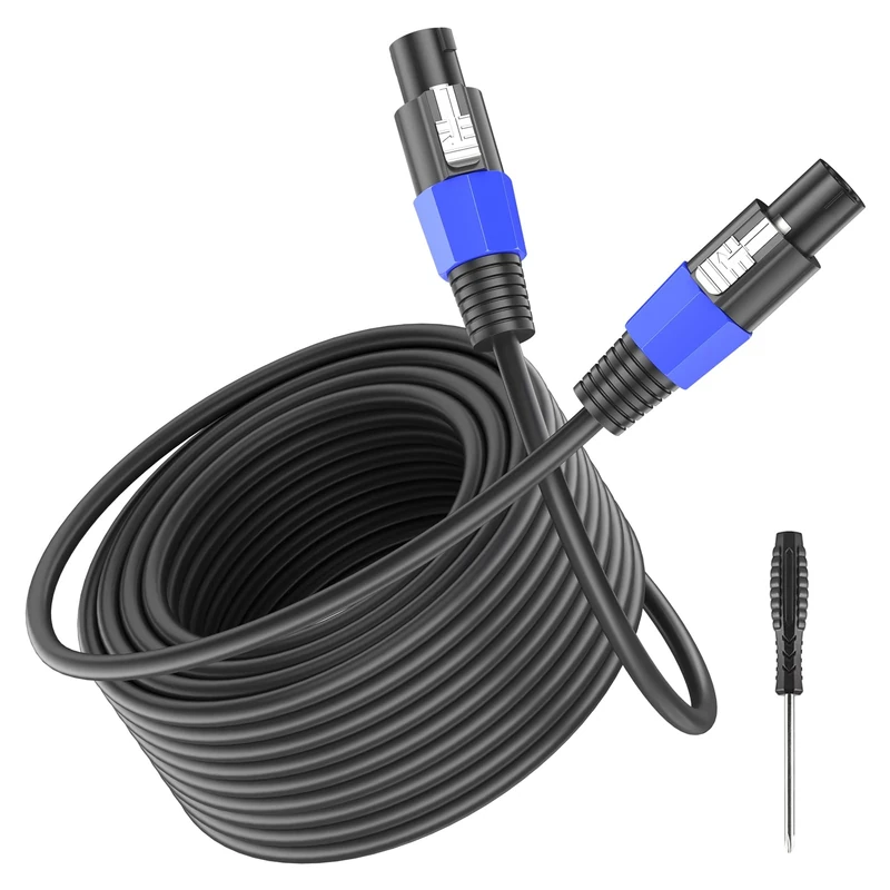 GCTBL 50M Speakon to Speakon Cable Audio Amplifier Speaker Cable 15 Gauge DJ/PA Cord Wire with Speakon Connectors