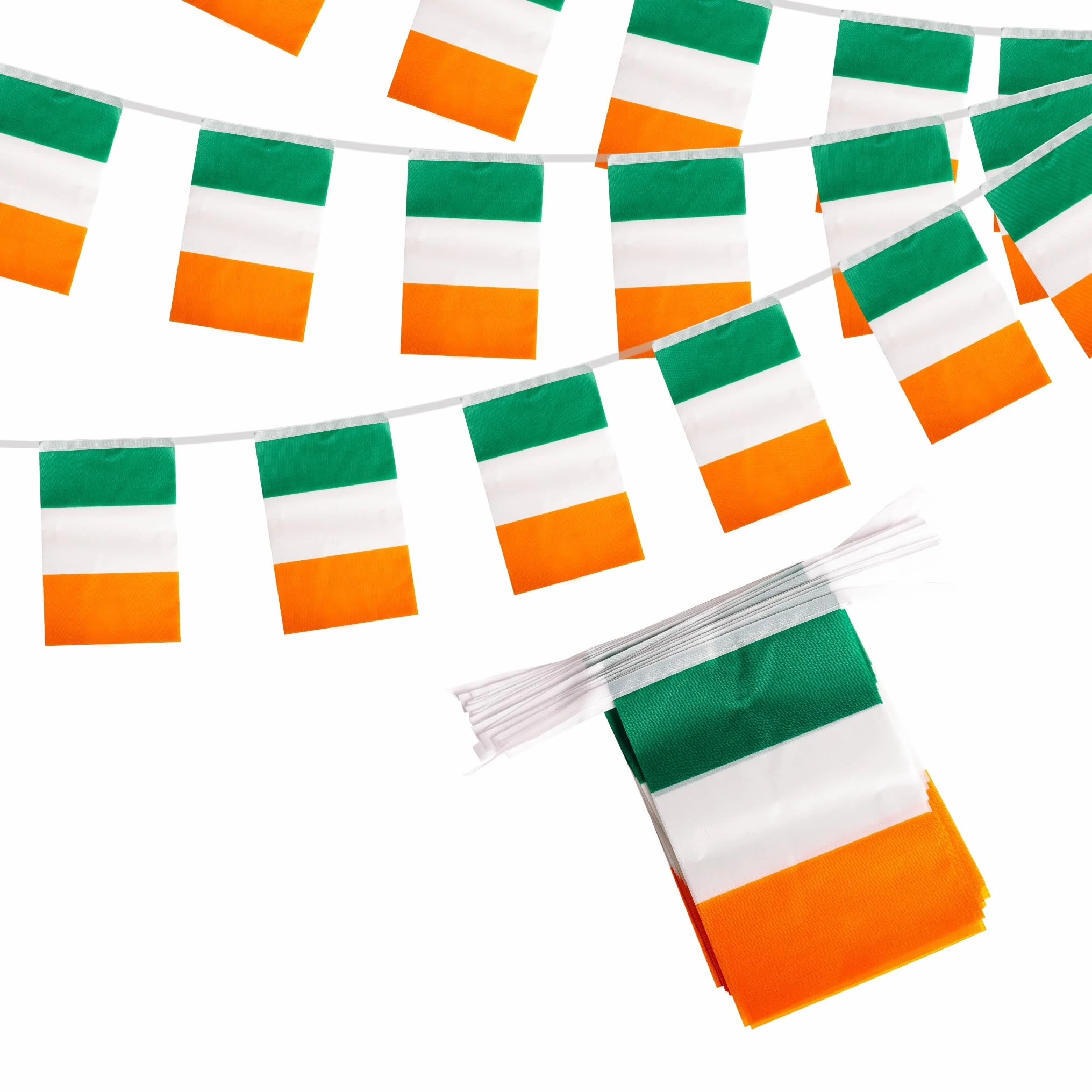 Irish Bunting for St. Patrick's Day - 10m Ireland Flag Banner with 30 Flags for National Day Parade and Football Matches