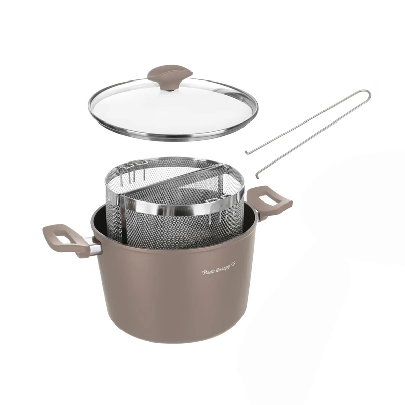 Pasta Saucepan 22 cm Taupe with 2 Baskets and Lid