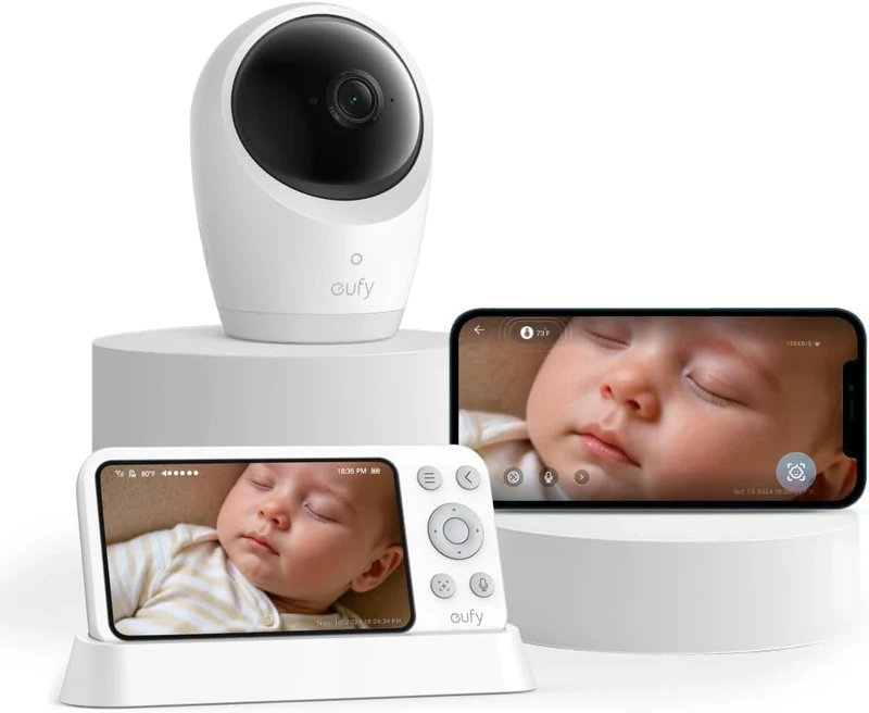 eufy Baby Monitor with E21 Camera, 4K UHD, 5 Inch Display (720p), Hybrid/Offline Wi-Fi Mode, App Control and Monitor, Swivel and Tilt, 8x Zoom, Camera - Image 1