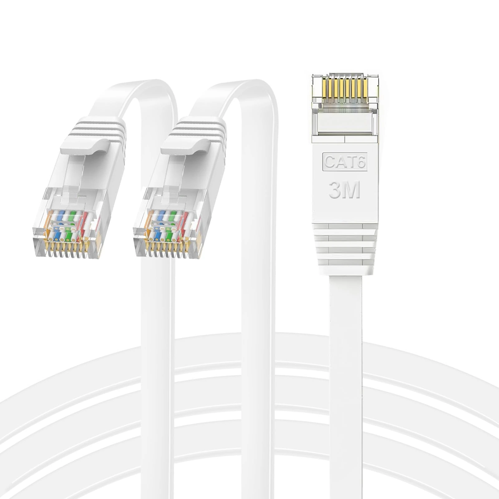 2 Pack 3m Ethernet Cable, Cat 6 High-Speed Lan Cable 250MHz 1Gbps, Flexible & Space-Saving Network Cable RJ45 Cable for Home Office, Gaming, Router, TV, PC