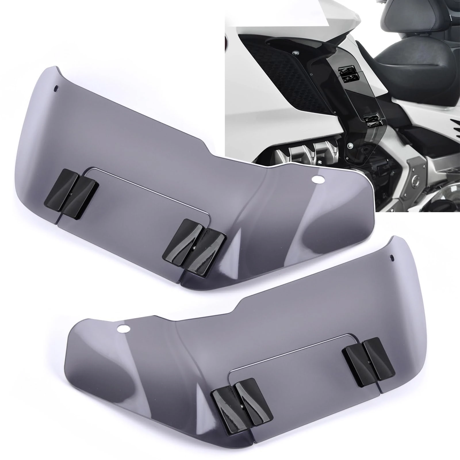 Panical Motorcycle for Honda Goldwing GL1800 F6B 2018-2025 Accessories Adjustable Wide Wind Deflector Side Windshield Fairing Air Gold Wing GL 1800 PMMA (Grey + Black Hardware)