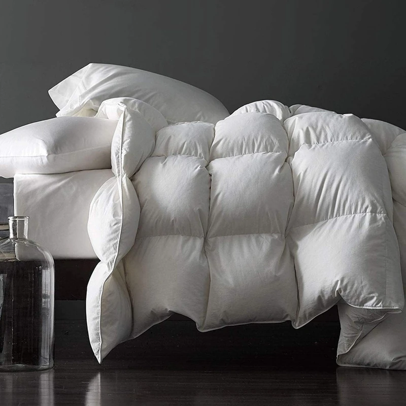 Royoliving Premium Feathers Down Duvet Insert Comforter Oversized King Size All Season Medium Warmth White 100% Cotton Cover with Corner Tabs (120x98, 77 oz)