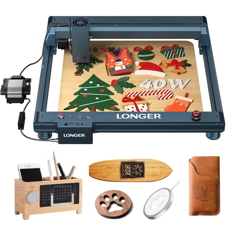 Longer Laser B1 40 W Laser Engraver with Automatic Air Support, DIY Laser Engraver for Wood, Metal, Paper, Acrylic, Glass, Leather, Work Area, Work Area, 450 x 440 mm - Image 1