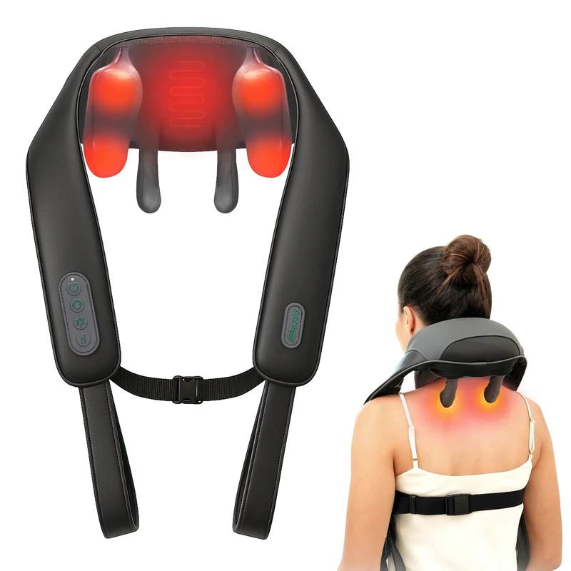 Snailax Cordless Neck Shoulder Massager with Soothing Heat, Upgarded 6D Deep Tissue Kneading, Shiatsu Back Massager Pillow for Neck, Traps, Gifts for Men Women Mom Dad