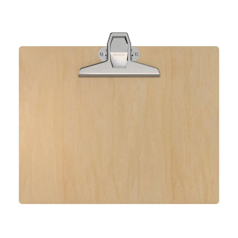 MAUL Mautilia A4 Clipboard, High-Quality Wooden Clipboard in A4 Landscape Format, Sturdy A4 Clipboard for Hanging, Clipboard with Vintage Clip, 26 x 30.7 x 3.74 cm, Brown