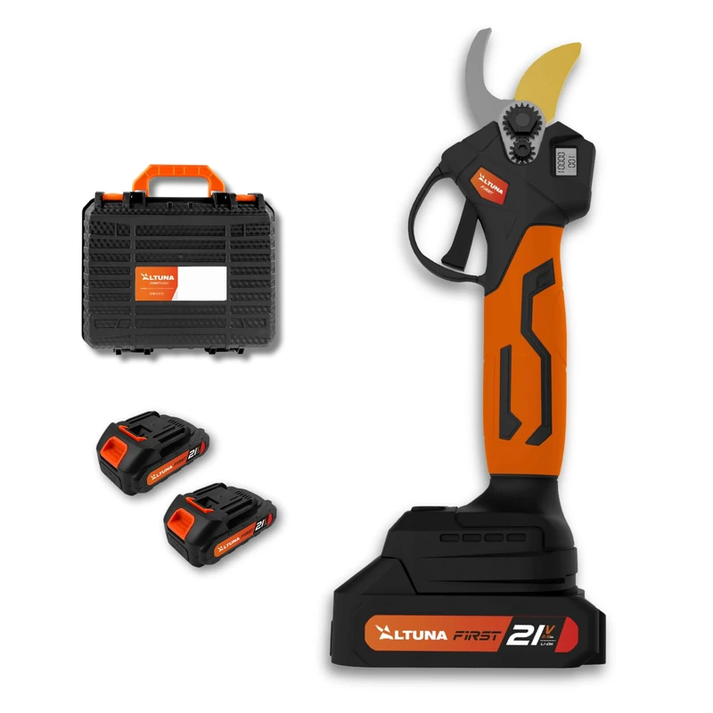 Altuna - Titanium Battery Pruning Shears - Brushless Motor - Cut 19/28mm - with Display Screen - Includes 2 21V Batteries - Bi-Material Grip - Case and Accessories Included - AF28