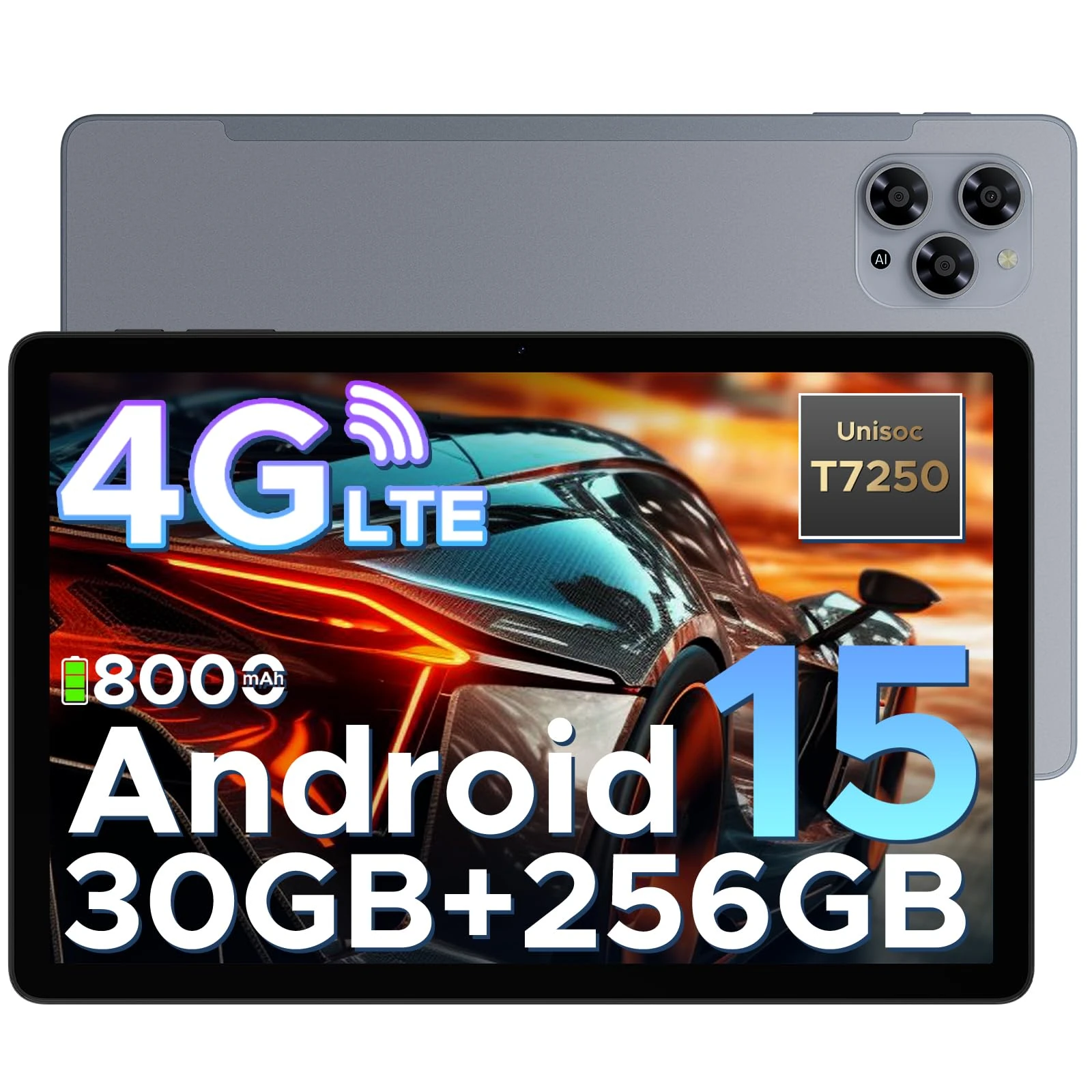 DOOGEE TAB G6 Tablet 11 inch Android 15 Tablets, 30GB+256GB/2TB tablet with sim card slot, 8000 mAh & T7250 Octa Core Android Tablets, 4G LTE + 2 Speaker + Widevine L1|Face ID|BT 5.0|5G WiFi|GPS