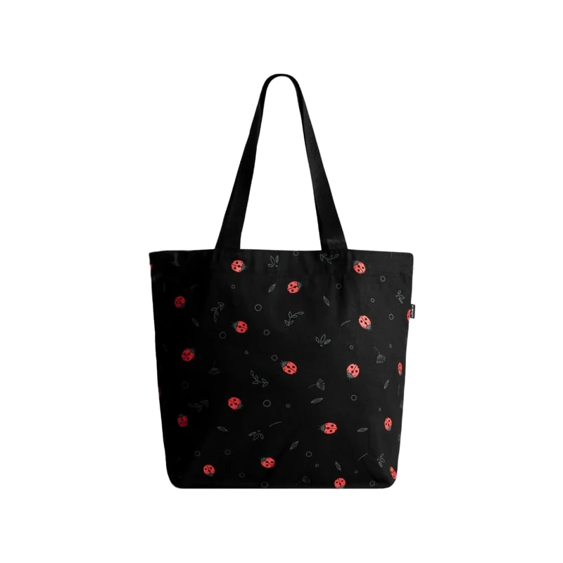 Ecoright Shoulder Bag, Canvas Shopper Bag, Casual Handbag, Large Shoulder Bag with Inner Pocket for School, Work Bag, Women's Bag, Sparrow Natural & Black, Utility(Pack of 20)