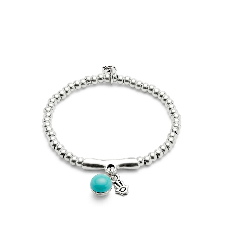 UNO DE 50 Bracelet in Alloy of Metal Plated in Silver of Sterling and Lens of Murano Turquoise Min Perimeter 15,7