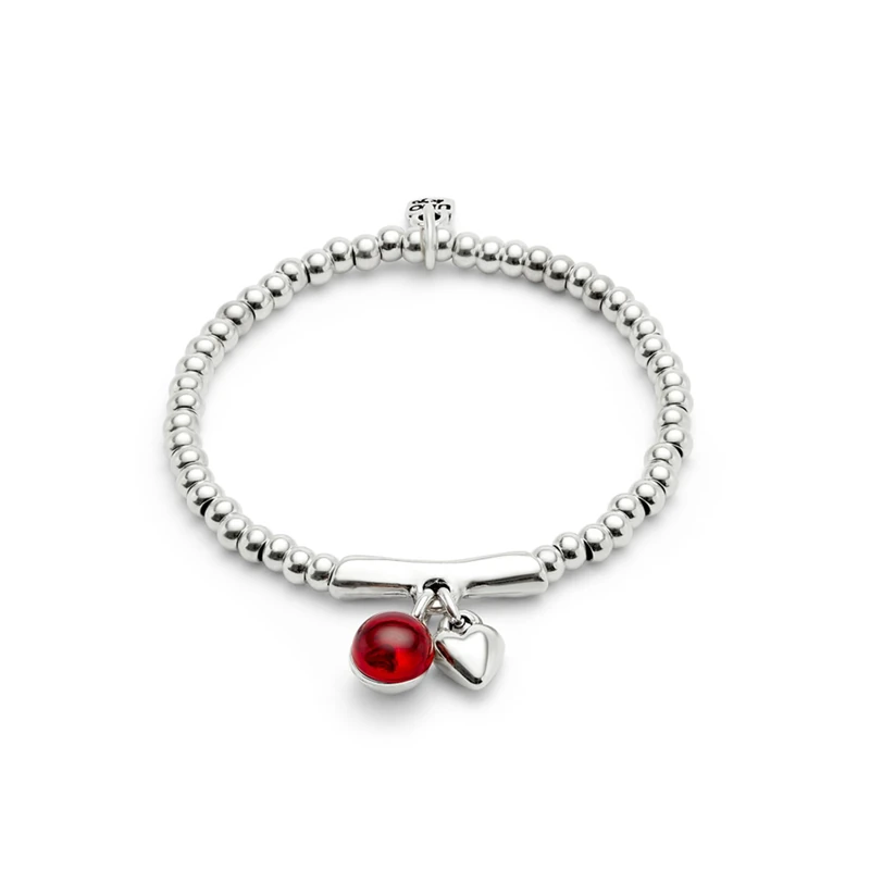 UNO DE 50 Bracelet in Alloy of Metal Plated in Silver of Sterling and Lens of Murano Red Min Perimeter 15,7