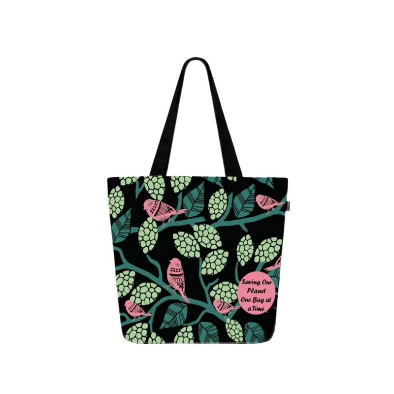 Ecoright Shoulder Bag, Canvas Shopper Bag, Casual Handbag, Large Shoulder Bag with Inner Pocket for School, Work Bag, Women's Bag, Sparrow Natural & Black, Utility(Pack of 5)