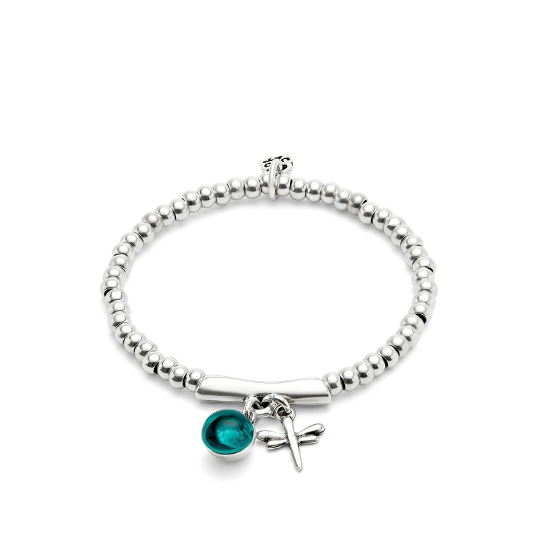 UNO DE 50 Bracelet in Alloy of Metal Plated in Silver of Sterling and Lens of Murano Green Min Perimeter 15,7