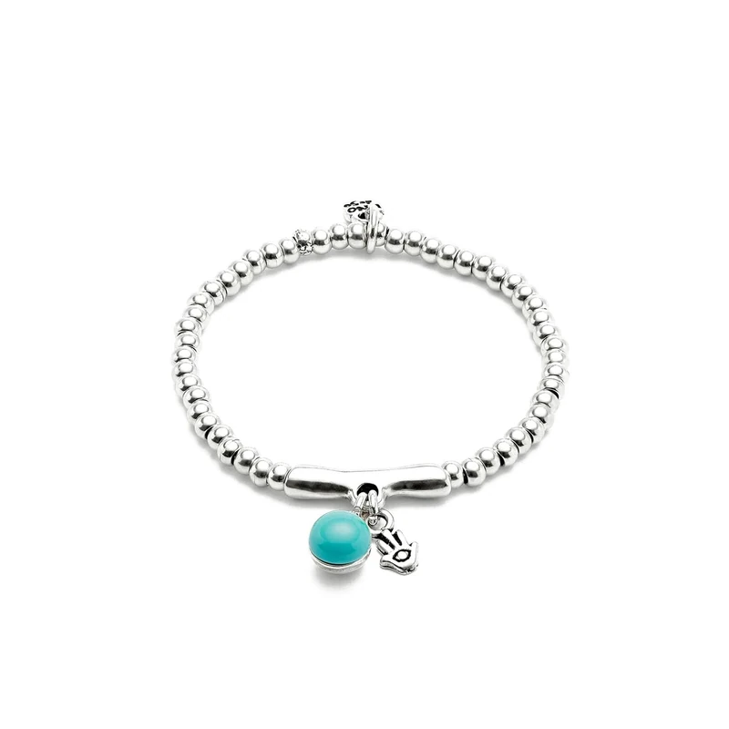 UNO DE 50 Bracelet in Alloy of Metal Plated in Silver of Sterling and Lens of Murano Turquoise Min Perimeter 15,7
