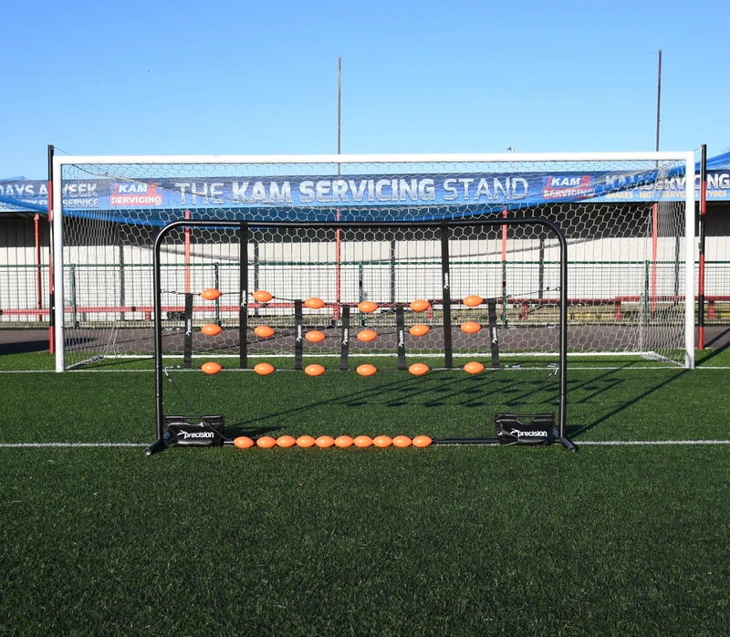 Precision GK Ball Deflector Reactor Frame, Goalkeeper Reflex Training Tool, Includes No Peek Sight Screen & Carry Bag Multi line Bungee Cord Floats, 9.5’ x 5.2’