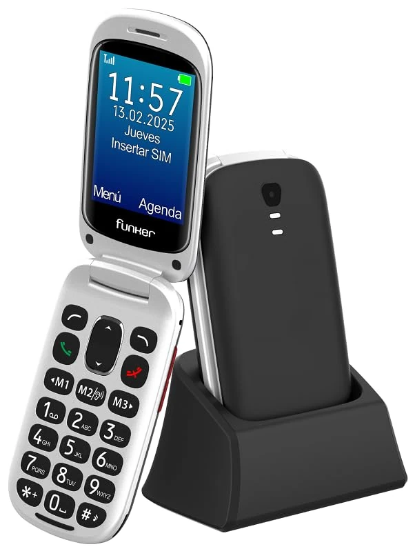 Funker E300 Max Audio 3 4G, Mobile Phone with Easy to Use Cover, Large Keys and Display, PRO Audio Compatible with Headphones, Extra Loud Volume with Amplifier, Remote Setting, SOS Button