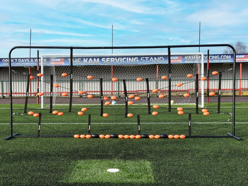 Precision GK Ball Deflector Reactor Frame, Goalkeeper Reflex Training Tool, Includes No Peek Sight Screen & Carry Bag Multi line Bungee Cord Floats, 17.5’ x 7.2’