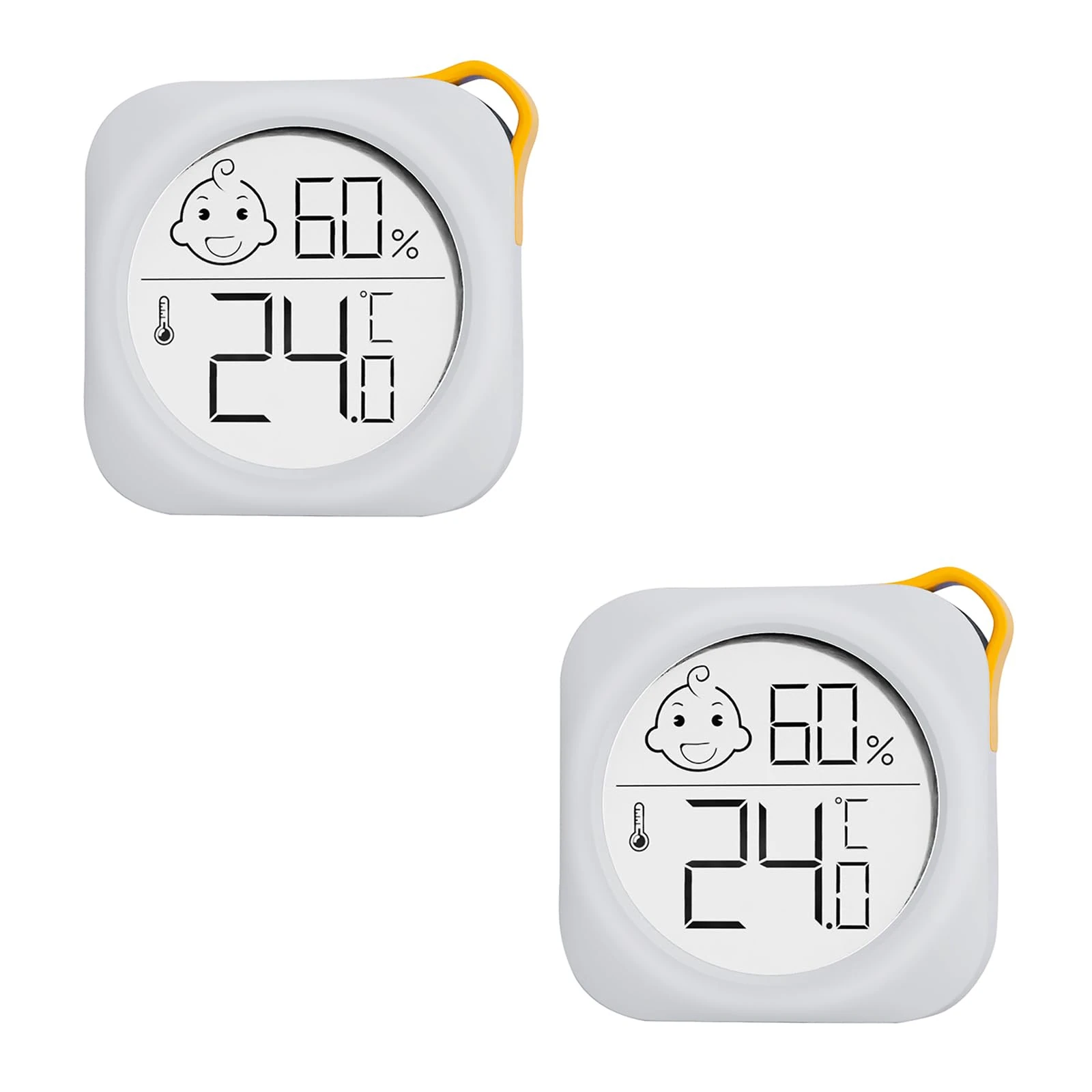 2 Pack - OPPERD Room Thermometer Indoor Hygrometer - Mini Digital Humidity Meter Accurate Temperature and Humidity Monitor with Practical Comfort Icon for Bedroom, Baby Nursery, Baby Room, Living Room