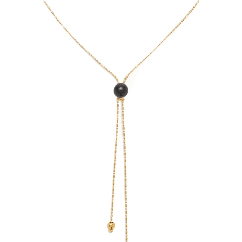 UNO DE 50 Colgante of Aleacion of Metal Plated in Gold 18k with Chain Regulable and Murano Black Mín Longitud: 80