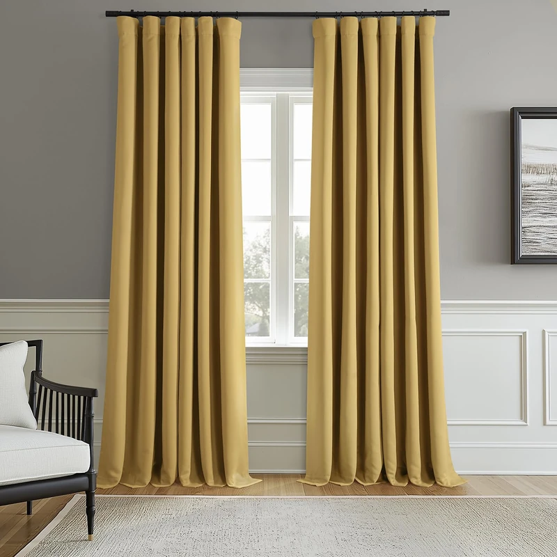 HPD Half Price Drapes Room Darkening Curtains for Bedroom 96 Inches Long (2 Panels) - Rod Pocket 100% Polyester Curtains & Drapes for Living Room and Windows - 50W x 96L, Ochre