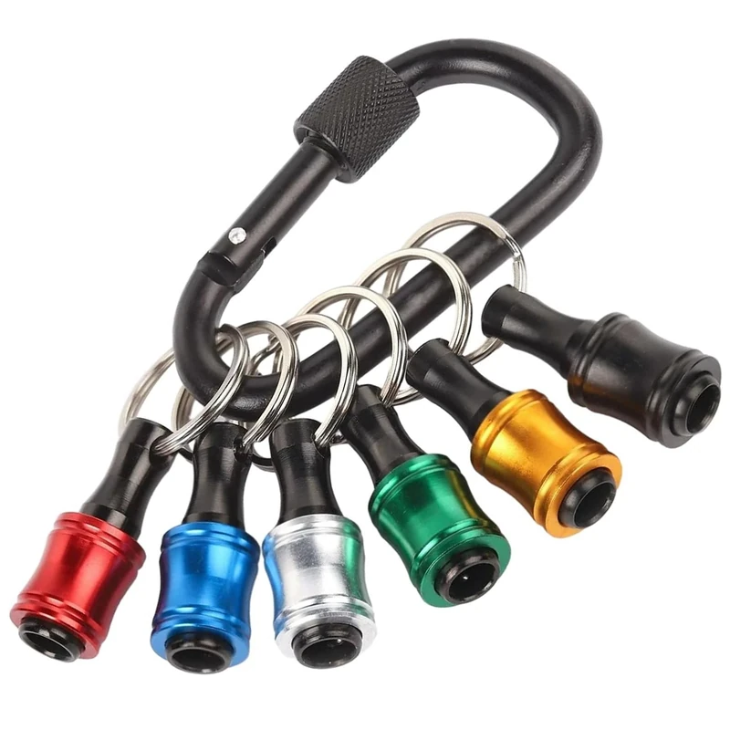 Hex Shank Screwdriver Bits Holder,6pcs Keychain Lightweight Portable Drill Bit Organizer,Hex Shank Drill Bit Holder,1/4 inch Hex Shank Bit Holder Keychain for DIY,Electrical,Woodworking,Construction